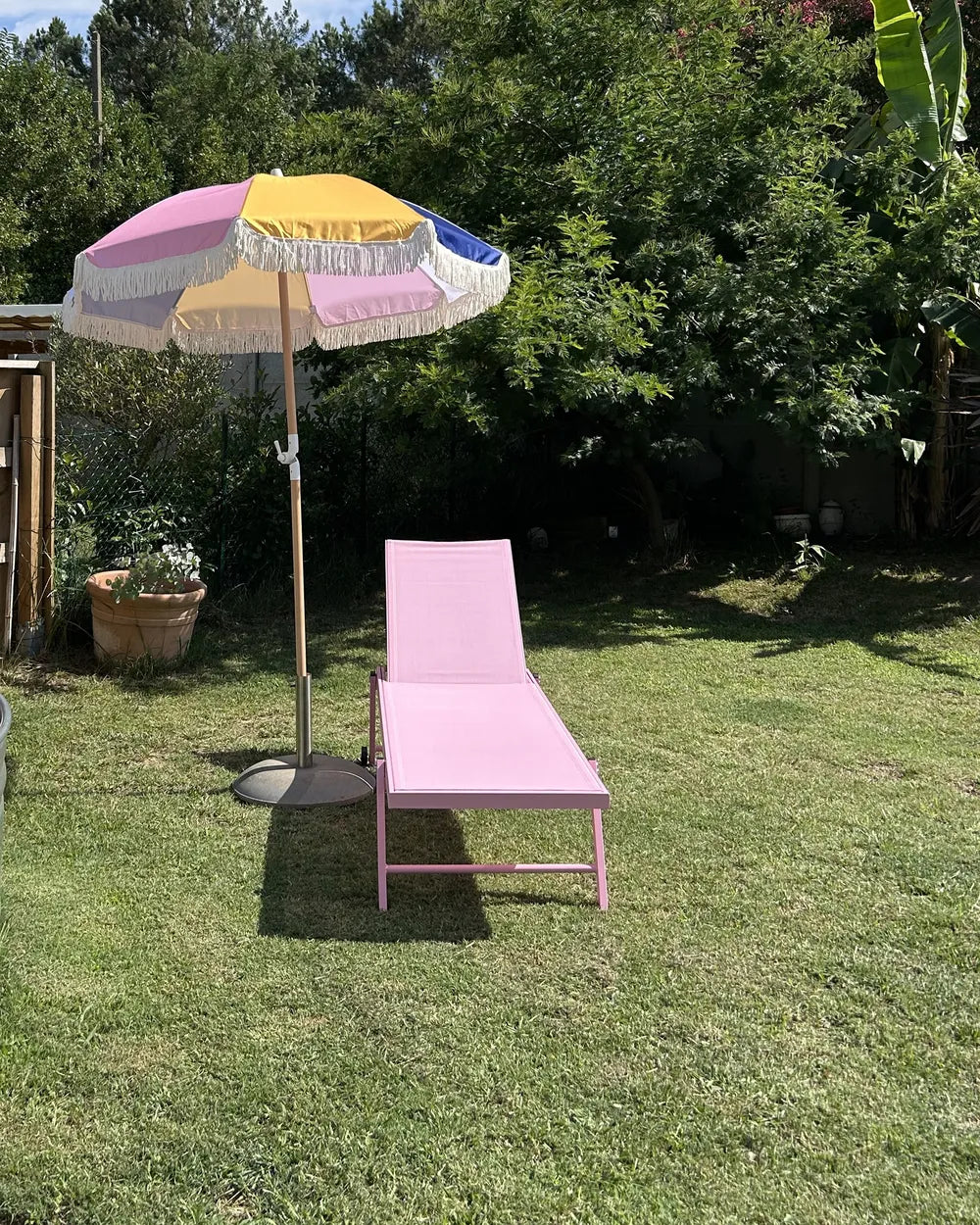 Aluminium Reclining Sun Lounger Pink Portofino