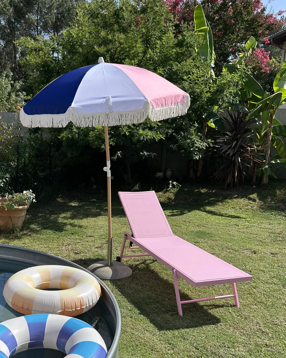 Aluminium Reclining Sun Lounger Pink Portofino