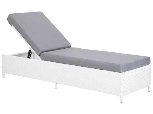 PE Rattan Reclining Sun Lounger White Turin II