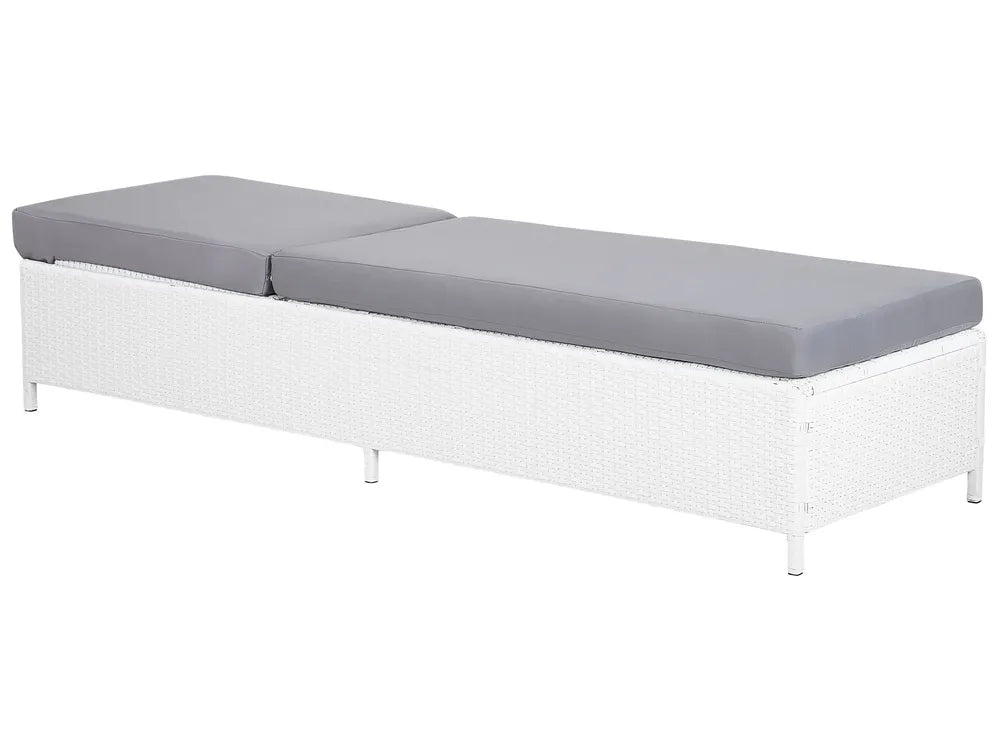 PE Rattan Reclining Sun Lounger White Turin II