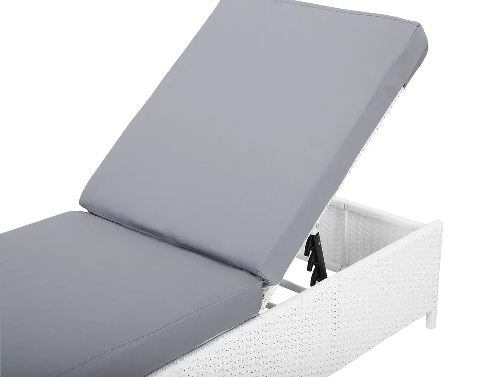 PE Rattan Reclining Sun Lounger White Turin II