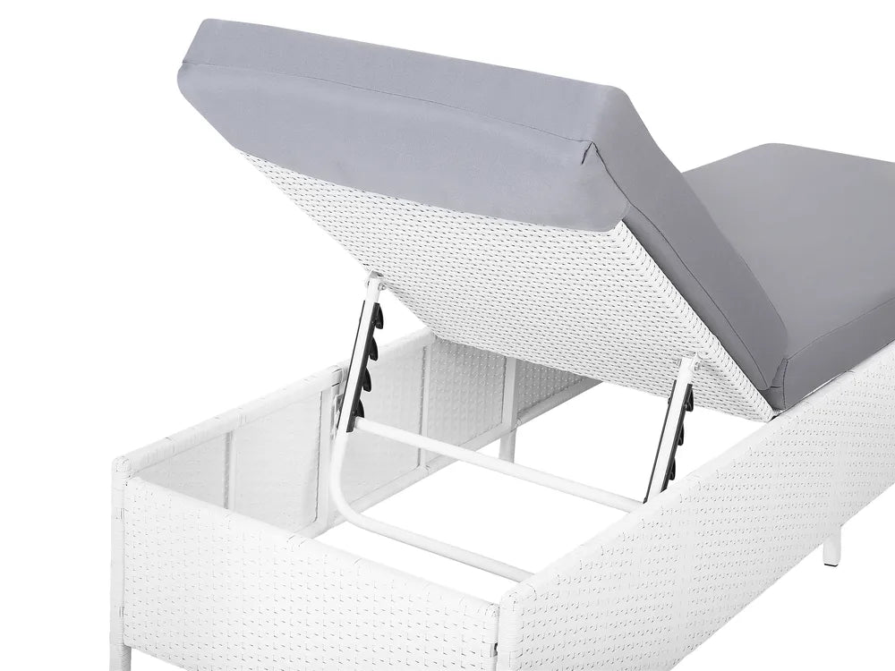 PE Rattan Reclining Sun Lounger White Turin II