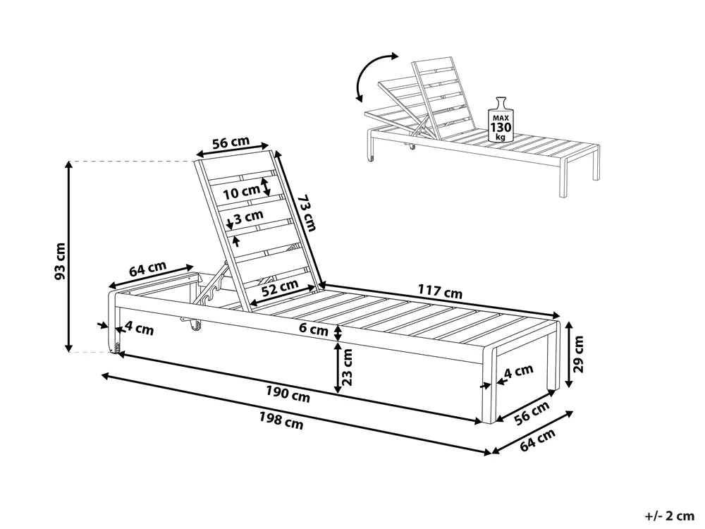 Garden Sun Lounger Grey Nardo