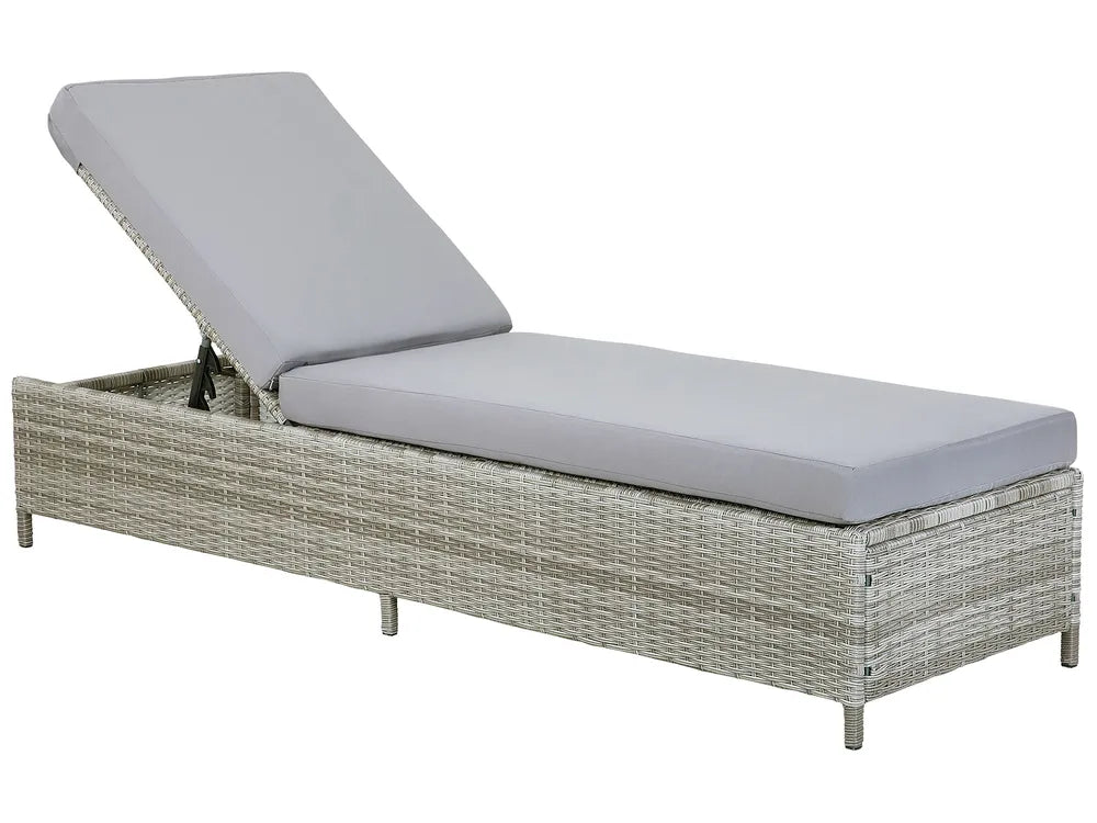 PE Rattan Reclining Sun Lounger Grey Turin II