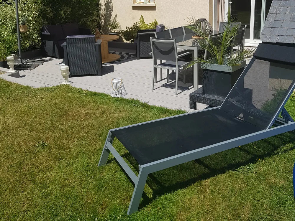 Aluminium Garden Sun Lounger Black Catania II