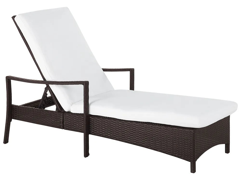 PE Rattan Reclining Sun Lounger Brown Vasto