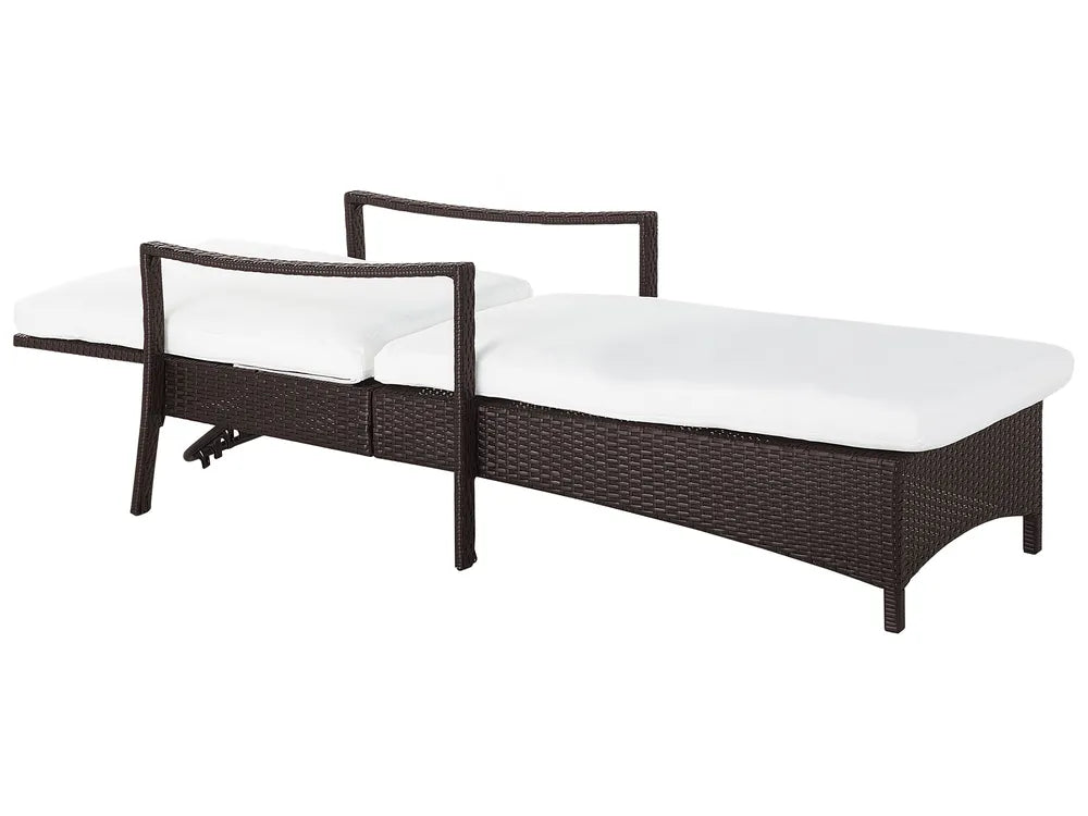 PE Rattan Reclining Sun Lounger Brown Vasto
