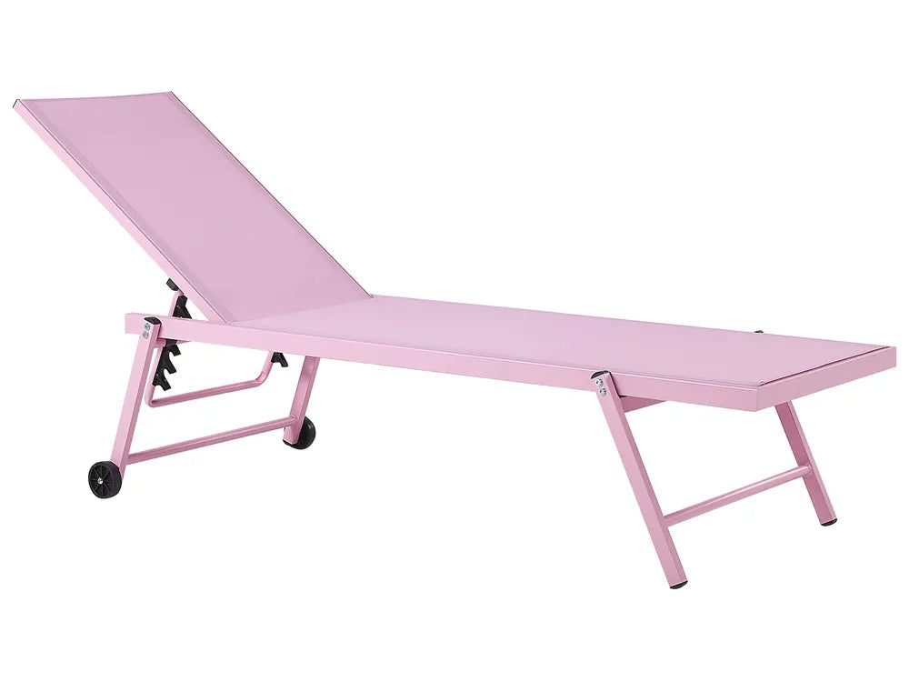 Aluminium Reclining Sun Lounger Pink Portofino