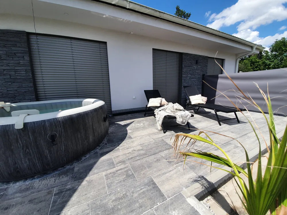 Aluminium Reclining Sun Lounger Black Portofino