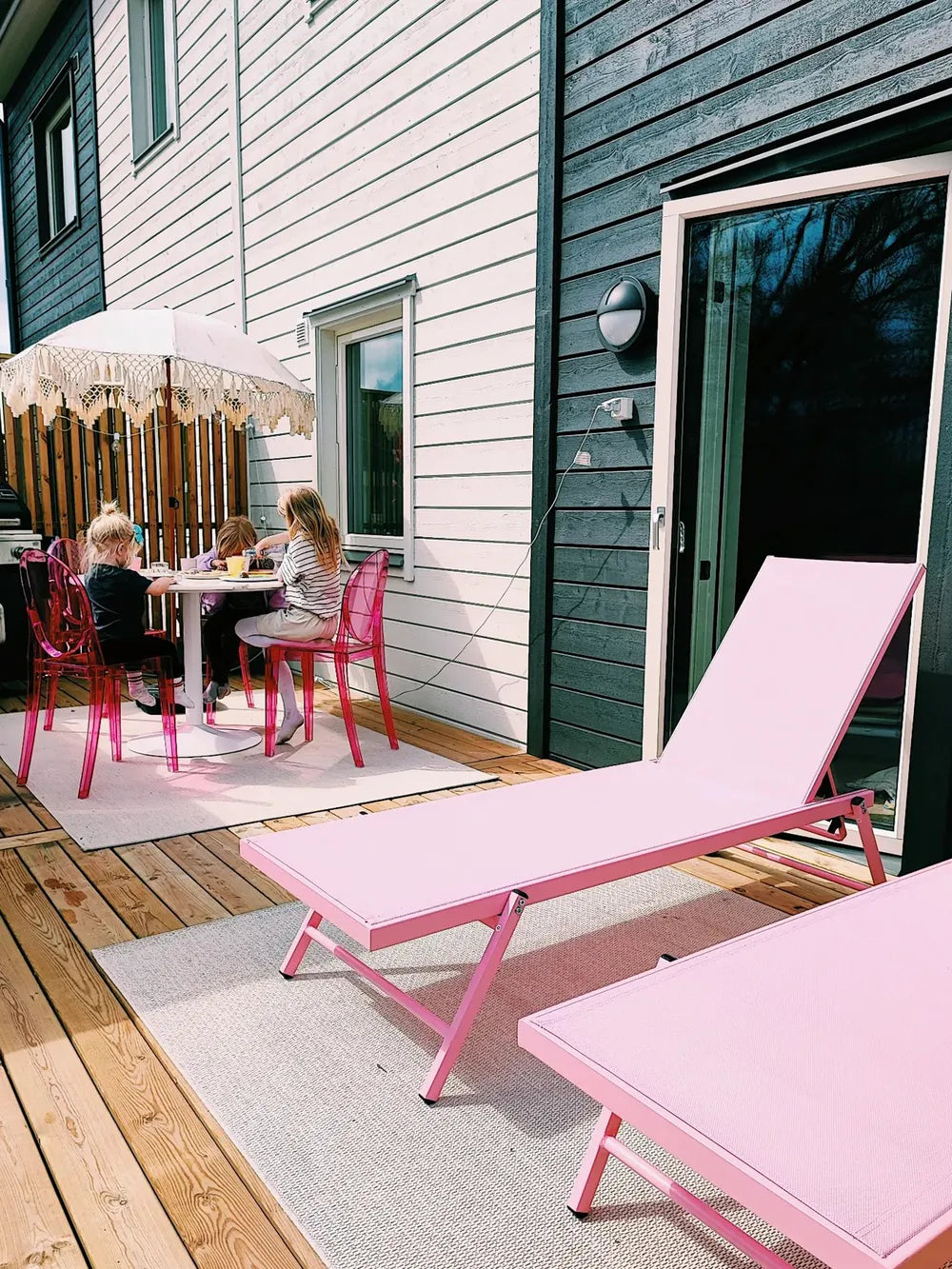 Aluminium Reclining Sun Lounger Pink Portofino