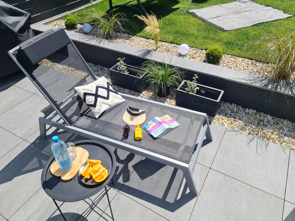 Aluminium Garden Sun Lounger Black Catania II