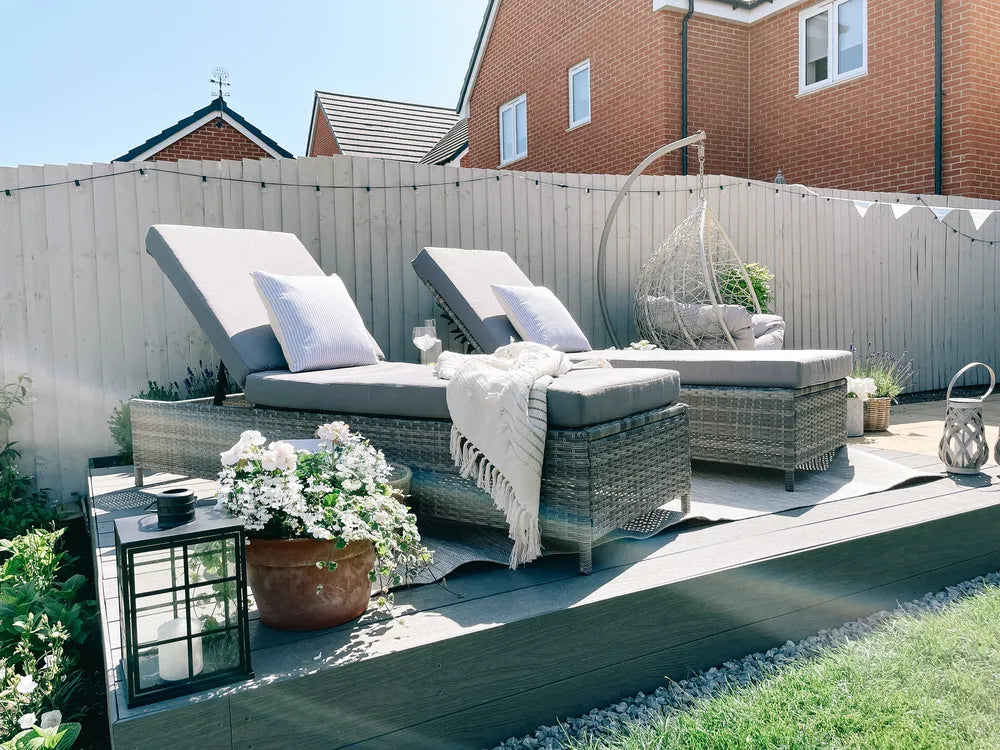 PE Rattan Reclining Sun Lounger Grey Turin II