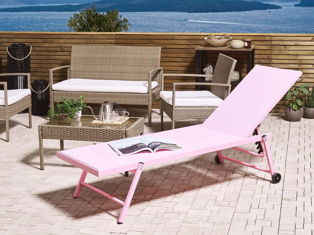 Aluminium Reclining Sun Lounger Pink Portofino