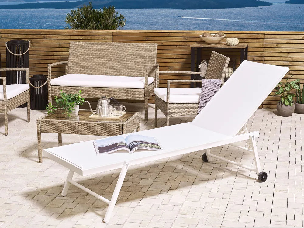 Aluminium Reclining Sun Lounger White Portofino