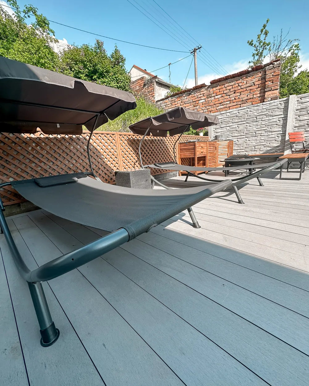 Sun Bed Grey Fabric Terno